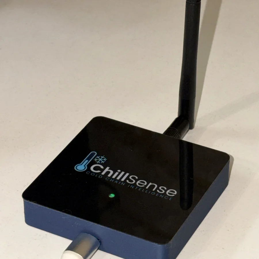 ChillSense hub plugged in with green status light on